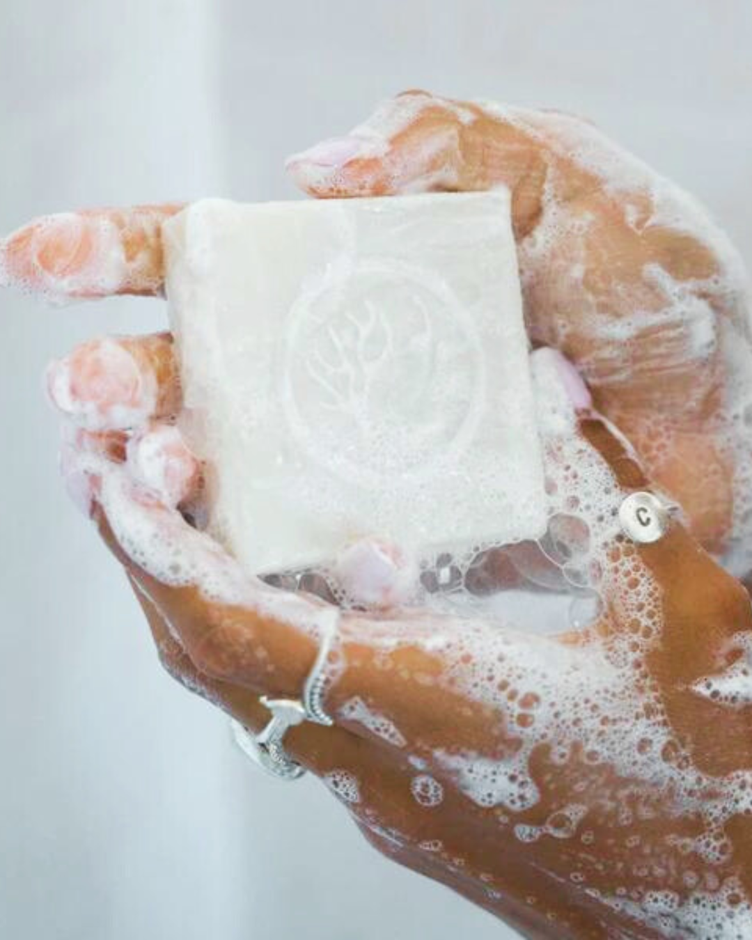 Wash Bloc Shampoo lathered in hands